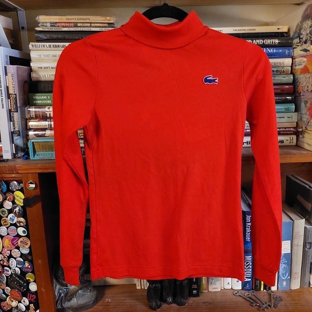 Vintage 70% cotton made in Japan red Lacoste turtleneck.